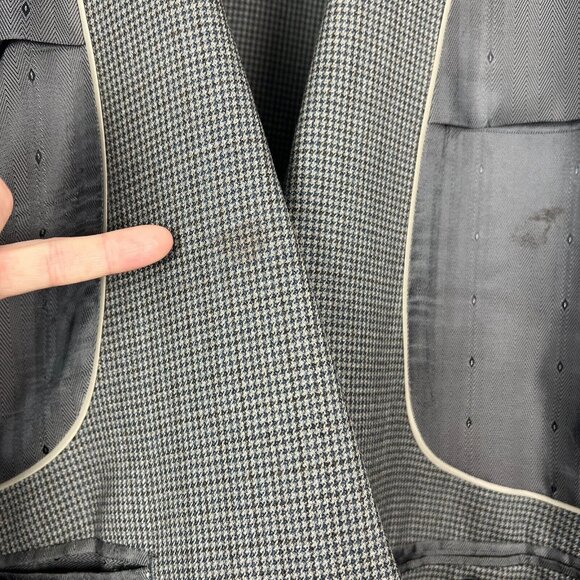 Joseph Feiss Gold Sport Coat Blazer Jacket Mens 54 R Two Button Wool Houndstooth - Picture 9 of 16